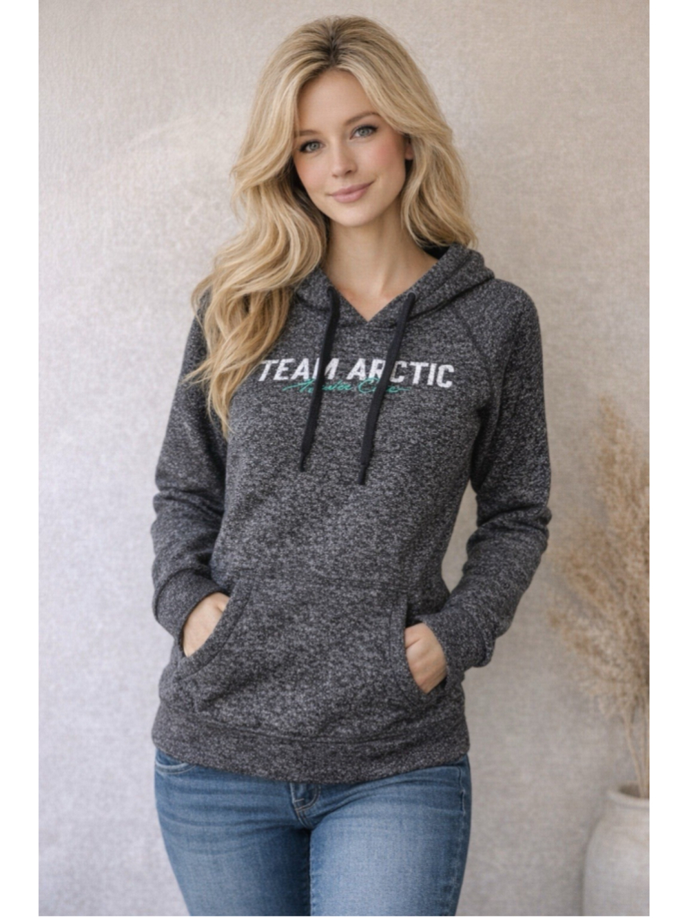 Arctic Cat Team Arctic Women’s Hoodie Gray Speckled Pullover S/M Fit Snowmobile